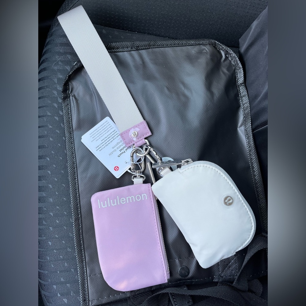 NWT Lululemon Dual Pouch Wristlet Pink Peony/White Opal